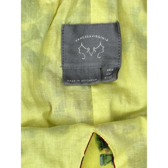 Anthropologie x Vanessa Virginia Halter Dress Sz 0 Floral Sundress Yellow 2016 - Picture 6 of 8